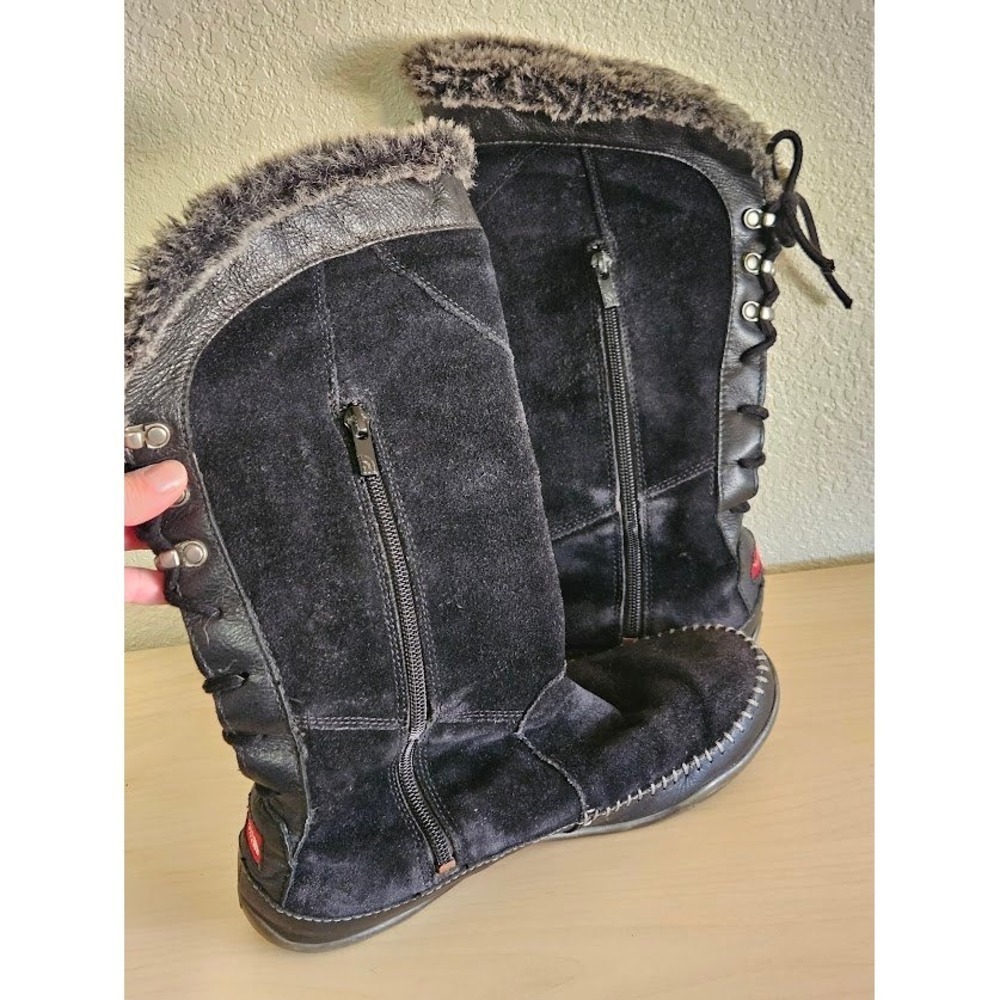 The North Face Janey Winter Boots Women Size 9 Black Primaloft 200 Suede Laces - Picture 4 of 10